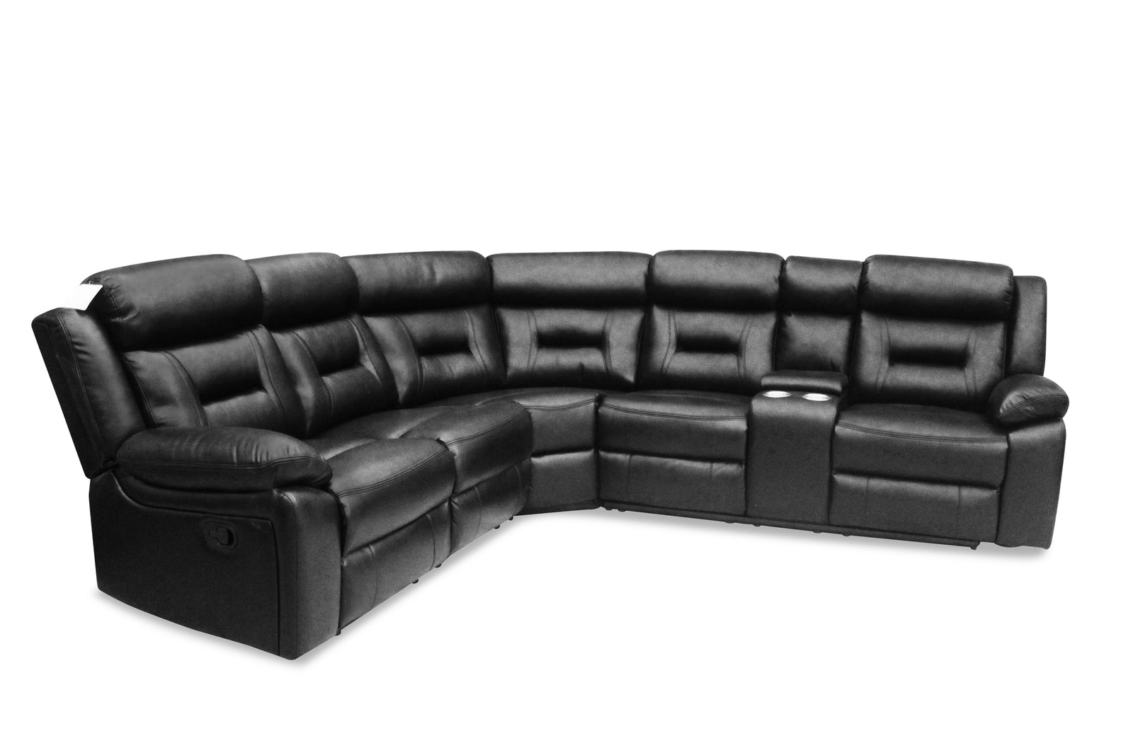 Black Leather Recliner Corner Sofa