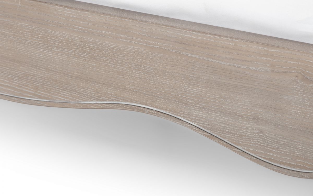 Caesar Oatmeal Fabric and Oak Wooden Bed Frame