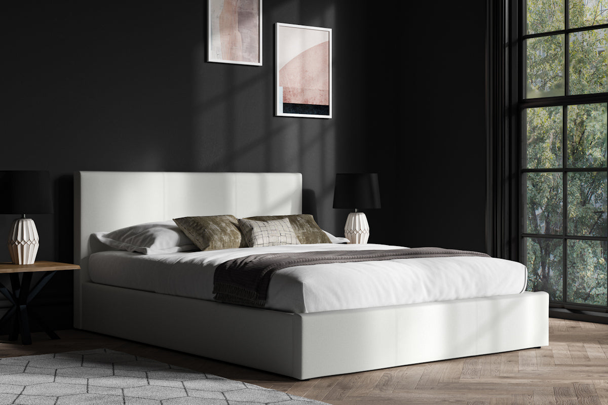 Mallo Faux Leather Ottoman Bed In White