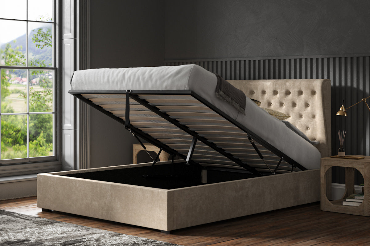 Hampton Wing Ottoman Fabric Bed Frame