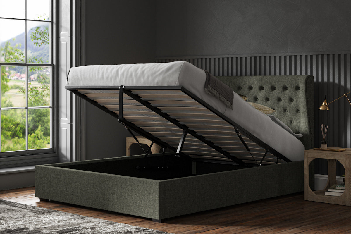 Hampton Wing Ottoman Fabric Bed Frame