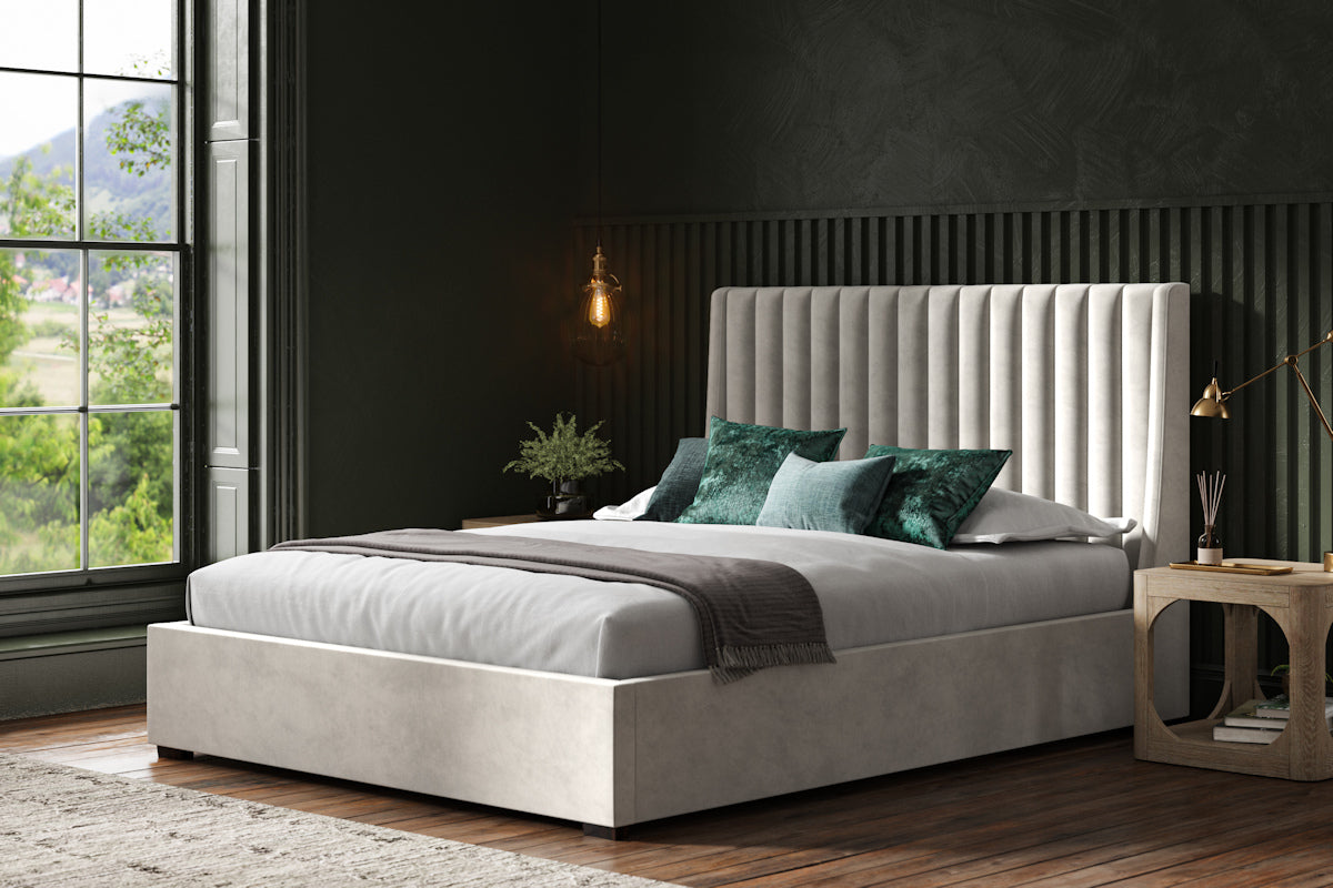 Brighton Velvet Fabric Ottoman Bed