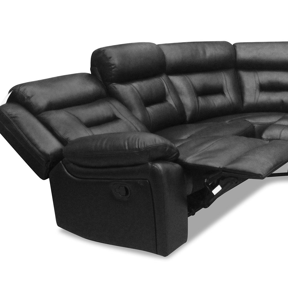 Black Leather Recliner Corner Sofa