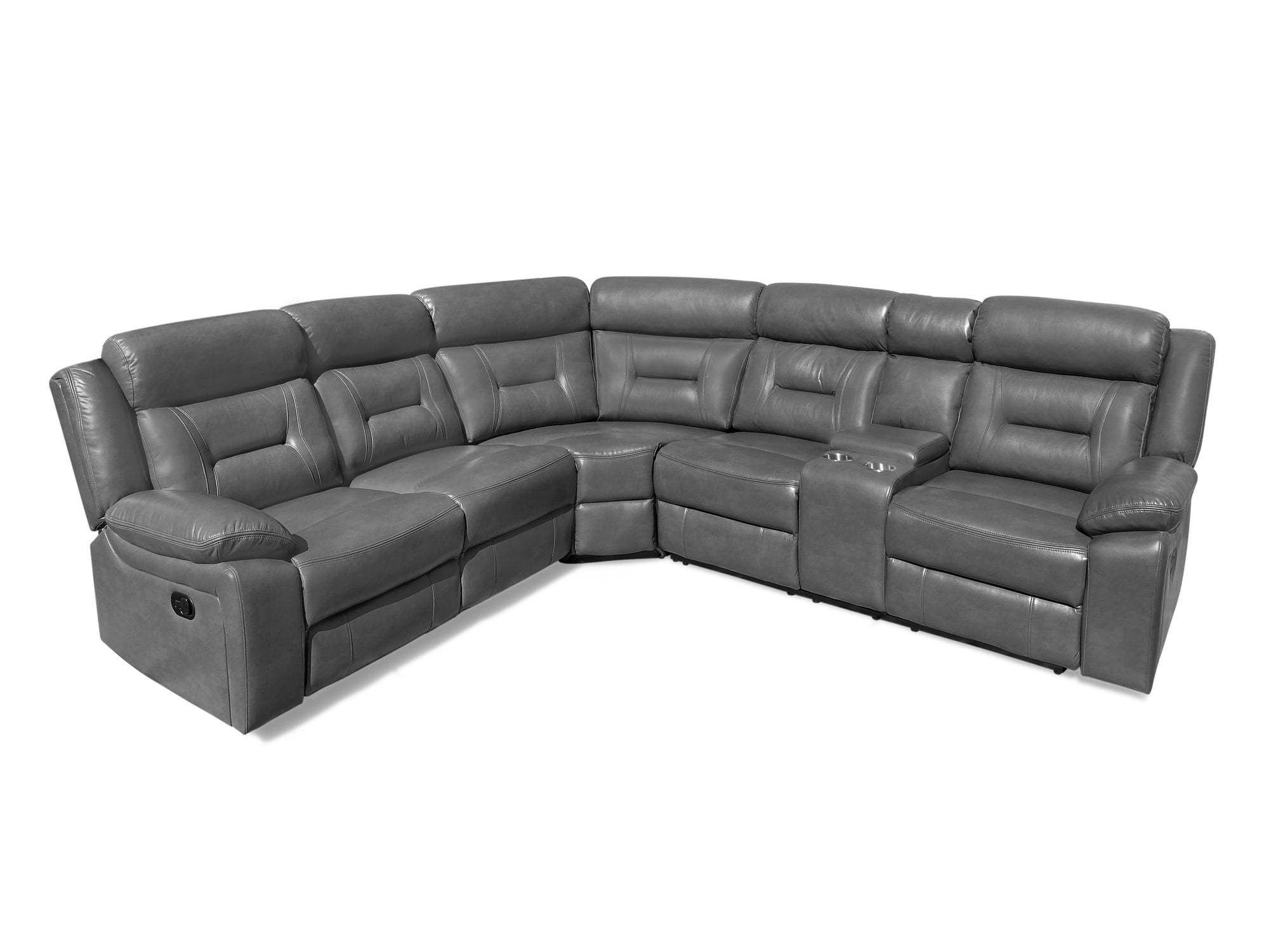 Grey Leather Recliner Corner Sofa