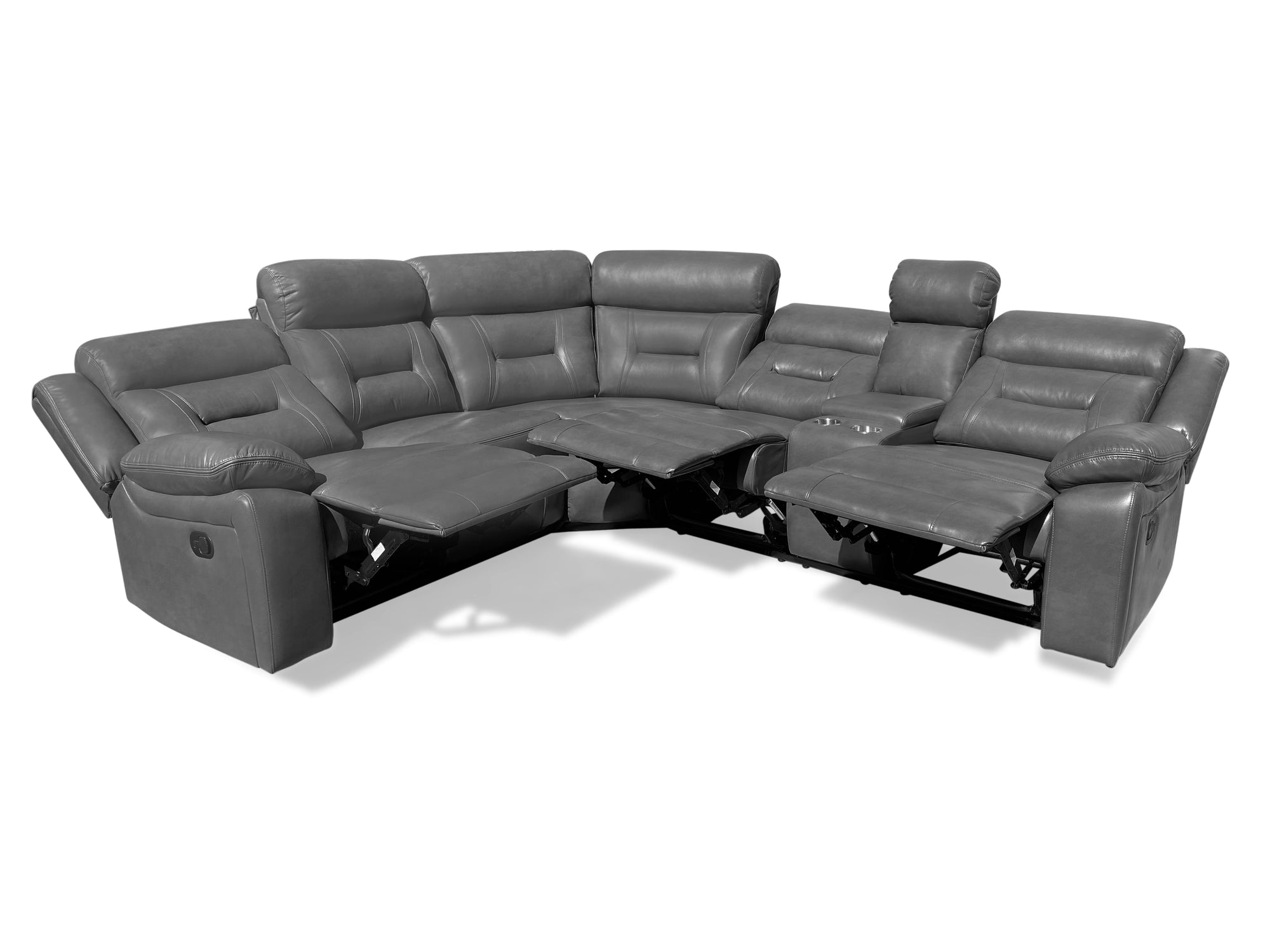Grey Leather Recliner Corner Sofa