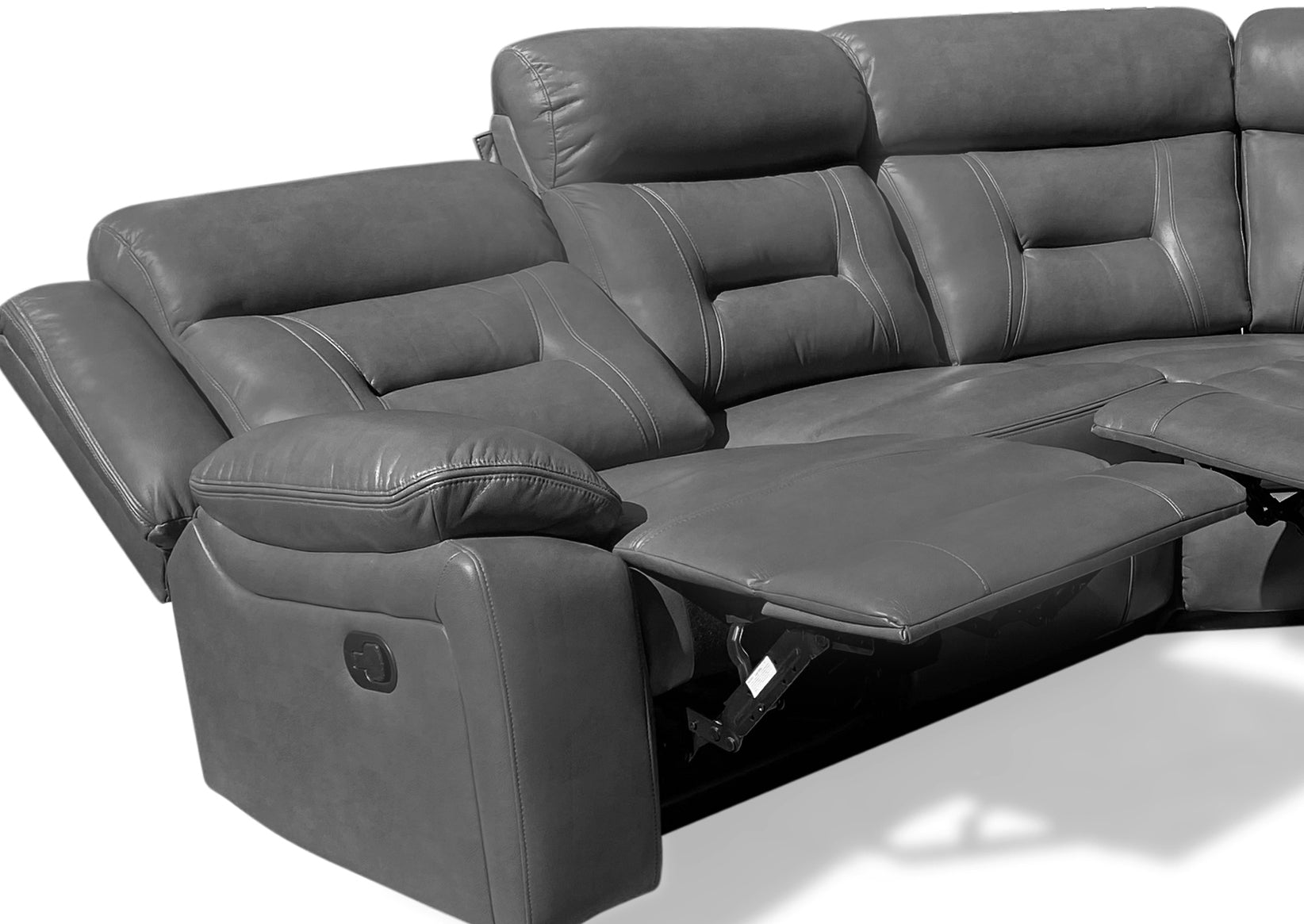 Grey Leather Recliner Corner Sofa