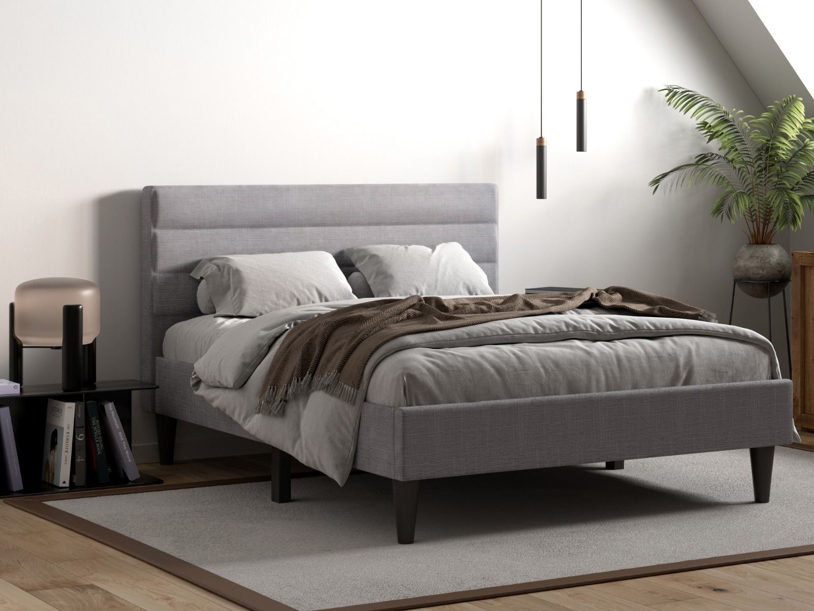 Barney Silver fabric bed frame