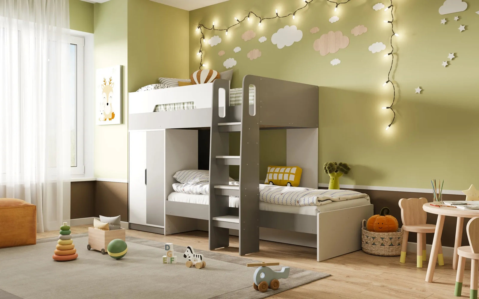 Bellezza Bunk Bed with Wardrobe Storage