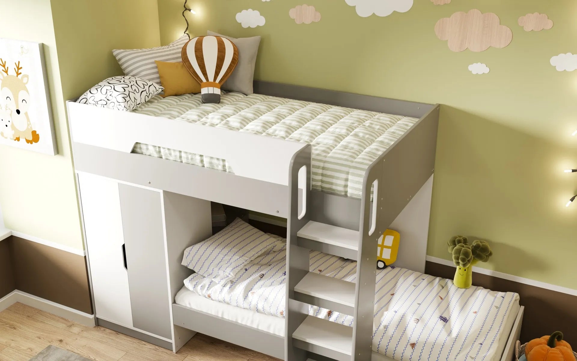 Bellezza Bunk Bed with Wardrobe Storage