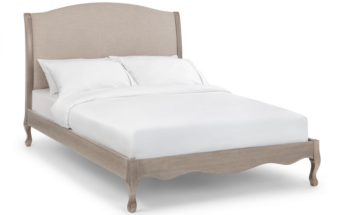 Caesar Oatmeal Fabric and Oak Wooden Bed Frame