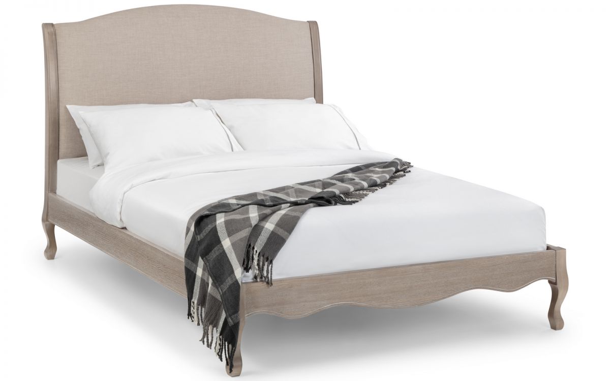 Caesar Oatmeal Fabric and Oak Wooden Bed Frame