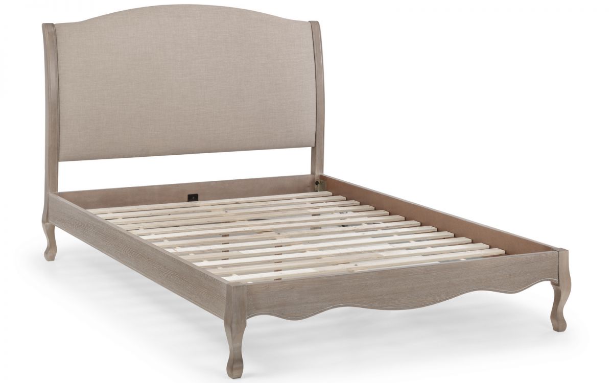 Caesar Oatmeal Fabric and Oak Wooden Bed Frame