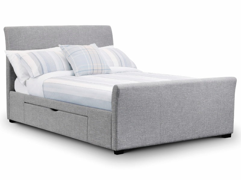 Caprison Fabric Bed with 2 Drawers Grey Velvet