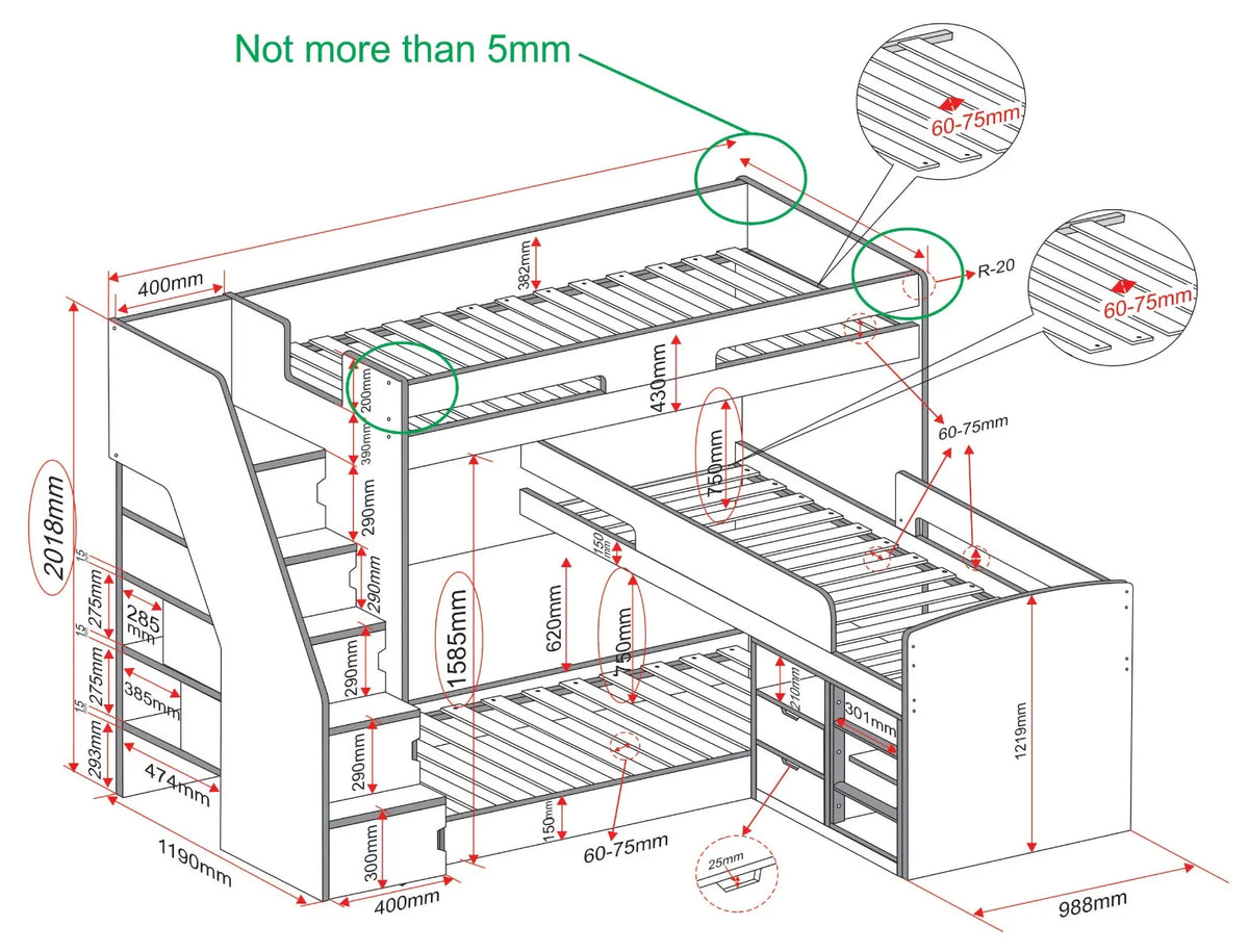 Opulent Triple Bunk Bed
