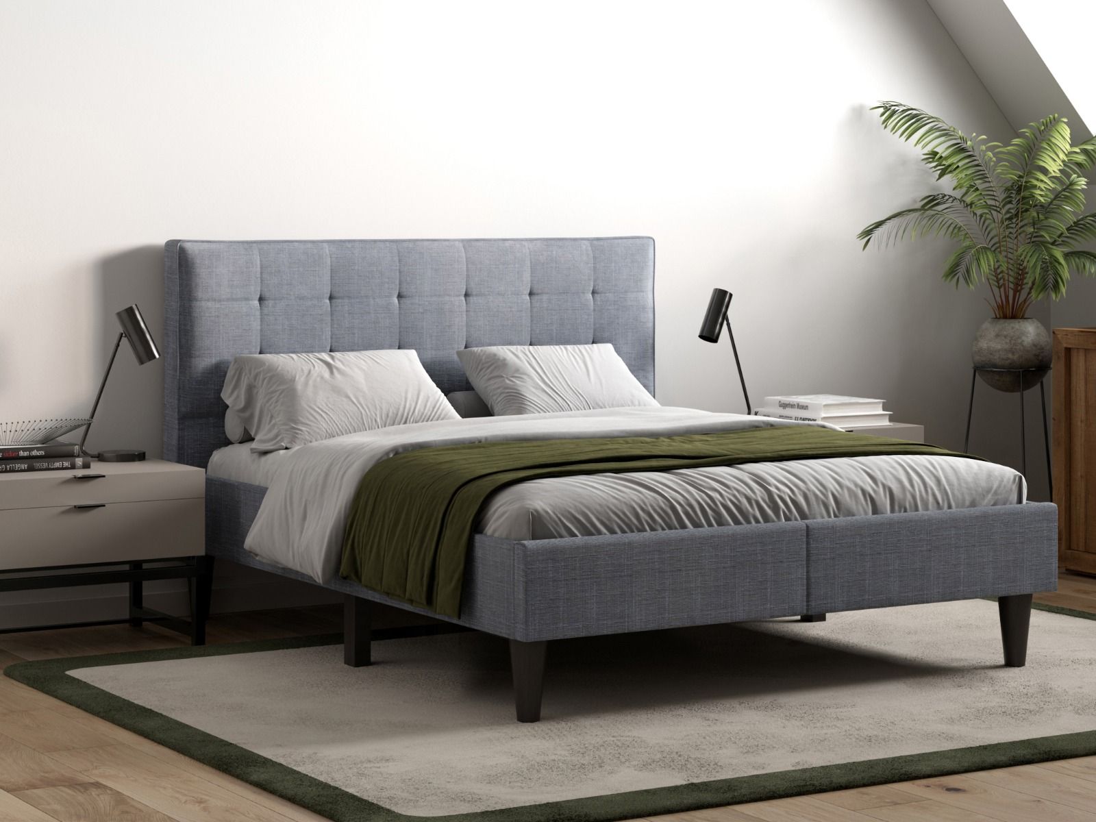 Prisma Linen Fabric Bed Grey