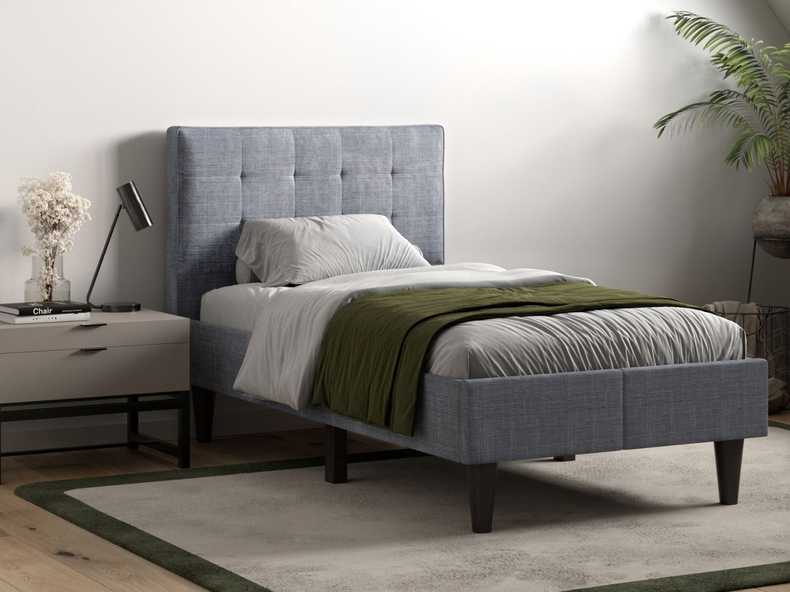 Prisma Linen Fabric Bed Grey