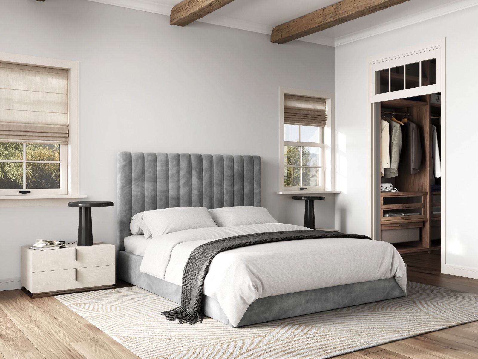 Enchantia Fabric Ottoman Bed Grey