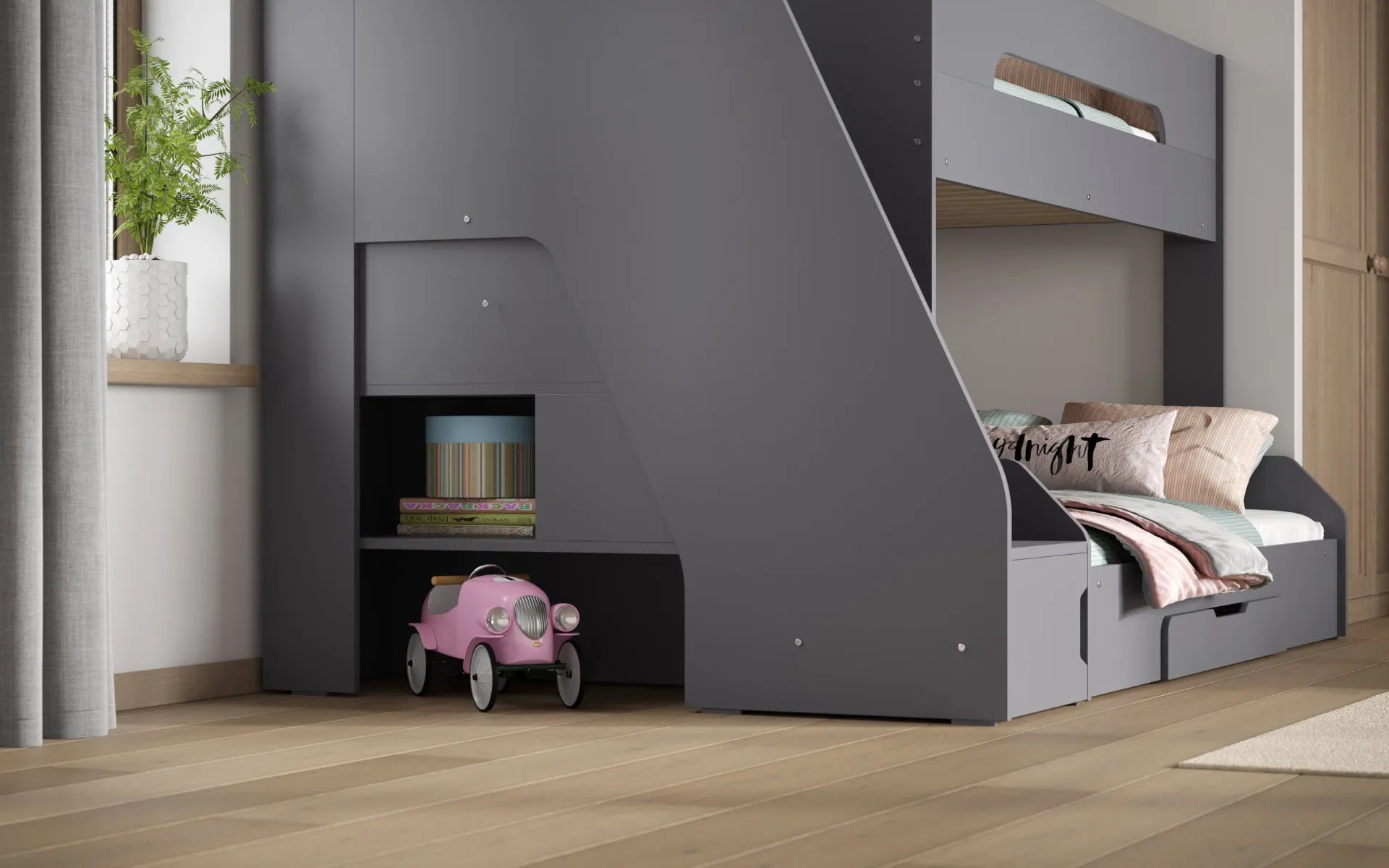 Smart Staircase Triple Bunk Bed with Storage