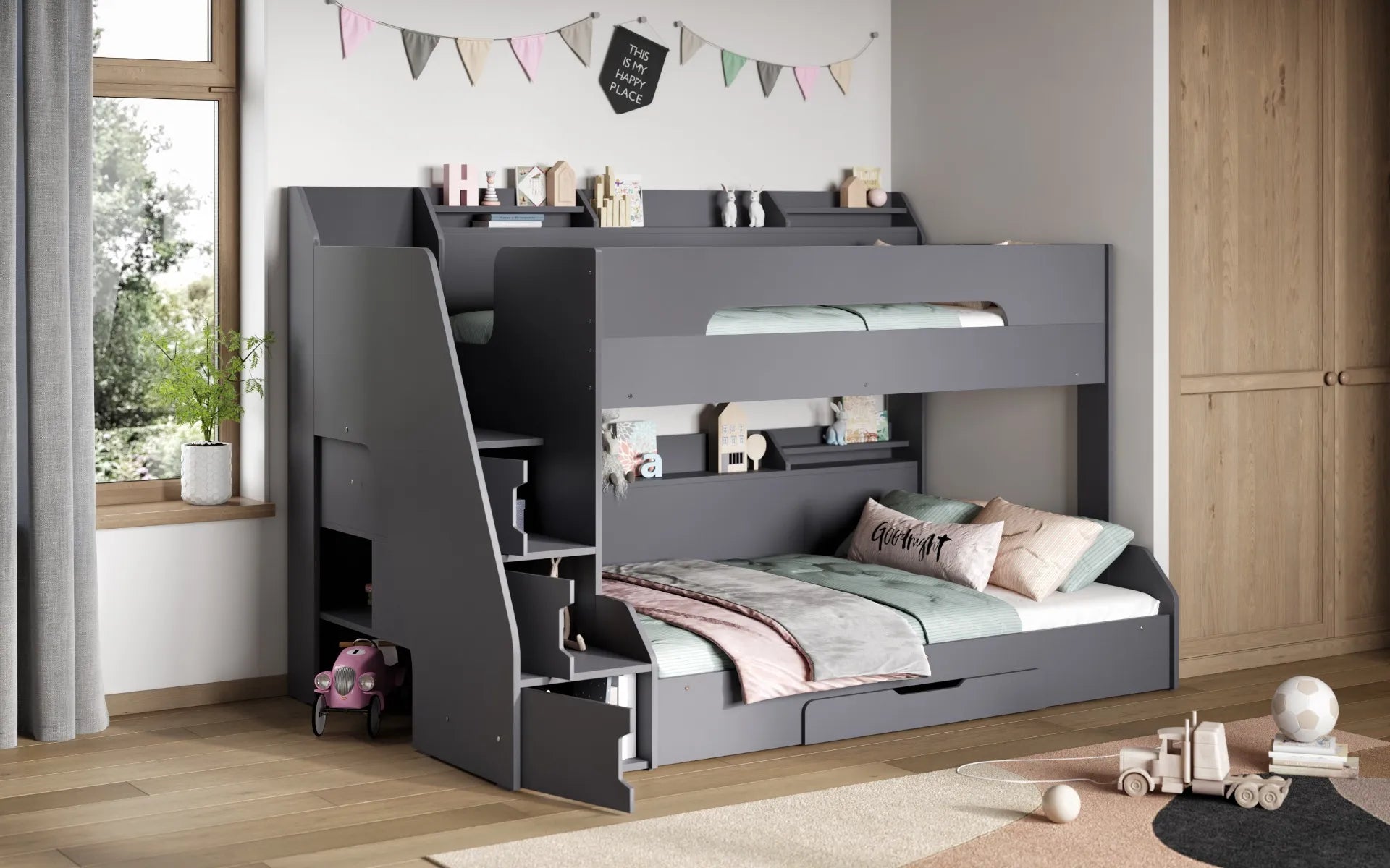 Smart Staircase Triple Bunk Bed with Storage