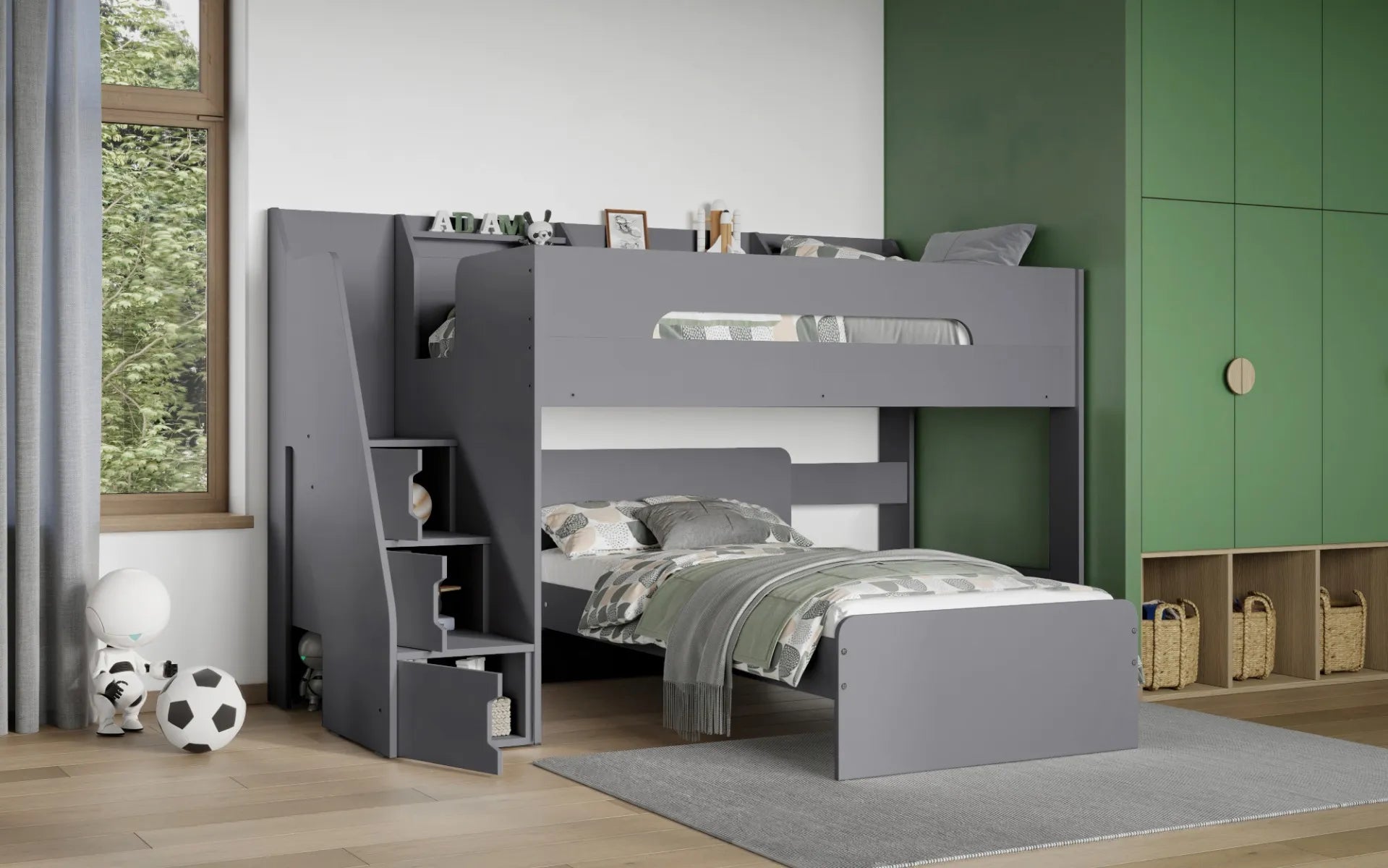 Stepwise L Shaped Bunk Bed