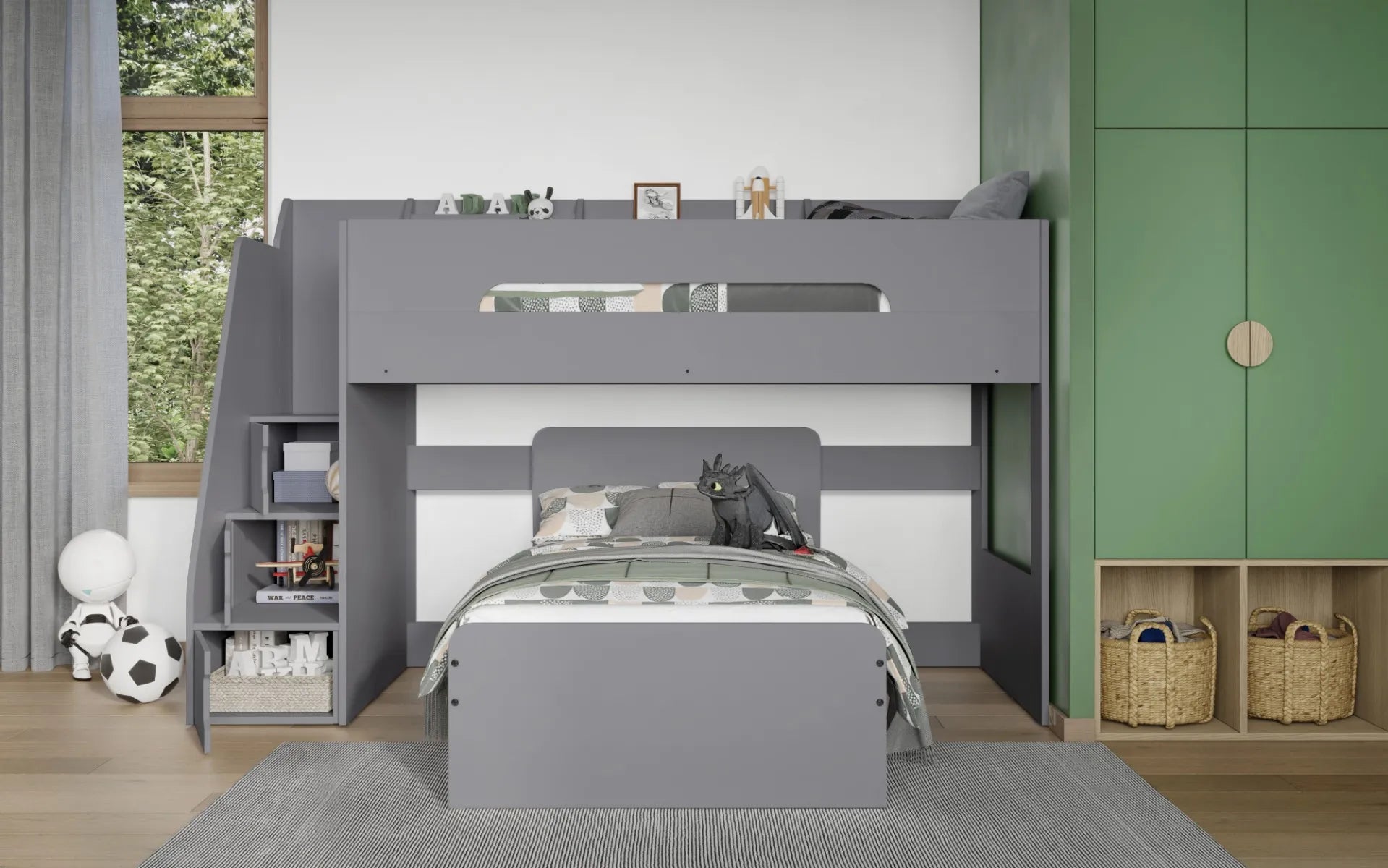 Stepwise L Shaped Bunk Bed