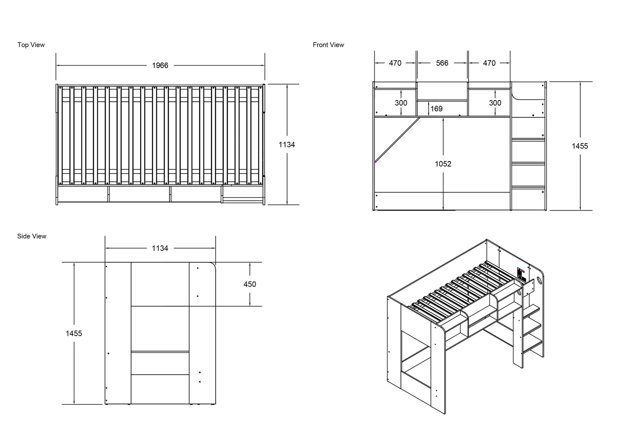 Warlock Junior Mid High Sleeper Storage Station